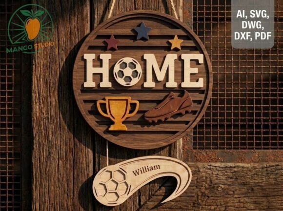 Download 3D Soccer Home Sign &amp; Custom Nameplate - Premium Resources