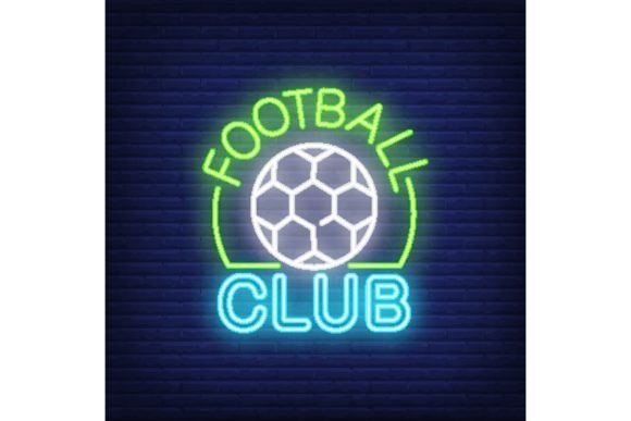 Download Football Club Neon Sign. Soccer Ball Sha - Premium Resources