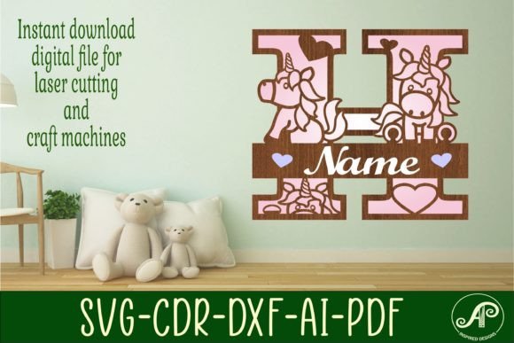 Download Unicorn Monogram Letter H SVG Cut File - Unicorn monogram Collection