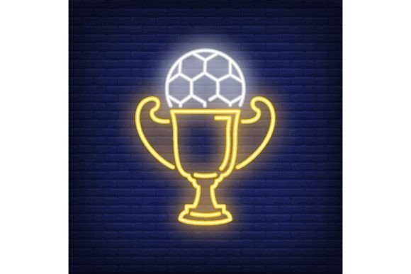 Download Football in Trophy Cup Neon Sign. Soccer - Premium Resources