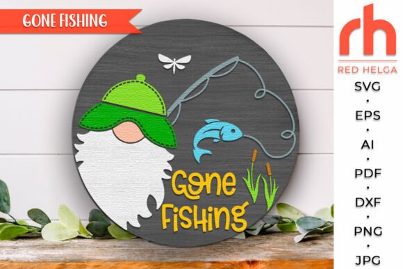 Download Gone Fishing SVG, Summer Door Sign DXF - Dxf Collection