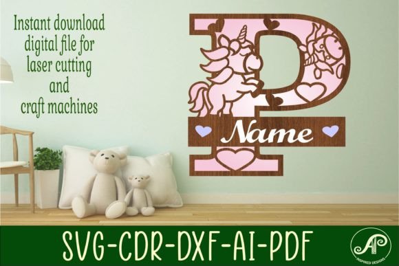 Download Unicorn Monogram Letter P SVG Cut File - Unicorn monogram Collection