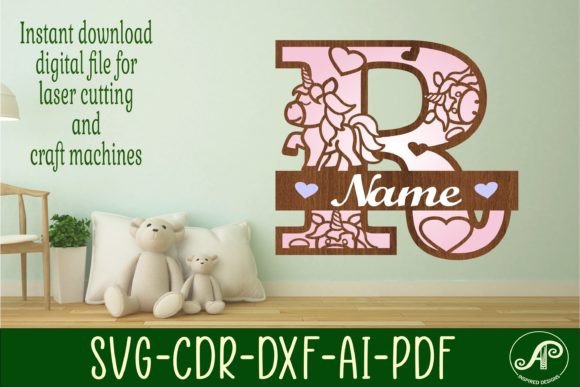 Download Unicorn Monogram Letter R SVG Cut File - Unicorn monogram Collection