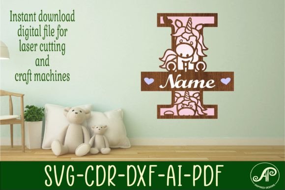 Download Unicorn Monogram Letter I SVG Cut File - Unicorn monogram Collection