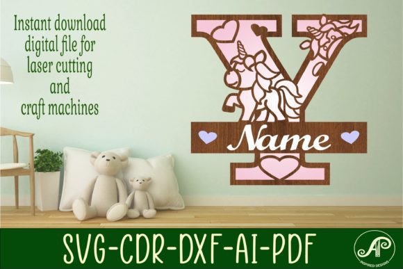 Download Unicorn Monogram Letter Y SVG Cut File - Unicorn monogram Collection