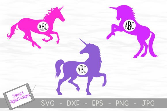 Download Unicorn Monogram Frame Bundle - 3 SVGs - Unicorn monogram Collection
