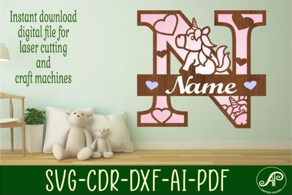 Download Unicorn Monogram Letter N SVG Cut File - Unicorn monogram Collection