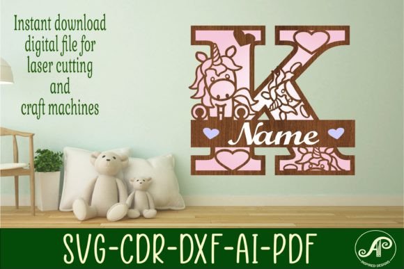 Download Unicorn Monogram Letter K SVG Cut File - Unicorn monogram Collection