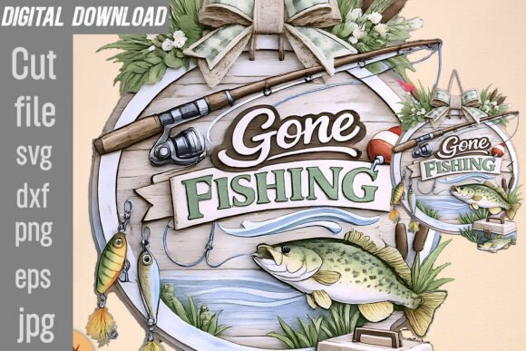 Download Gone Fishing SVG, Summer Door Sign DXF - Dxf Collection