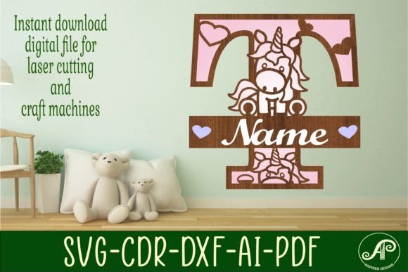 Download Unicorn Monogram Letter T SVG Cut File - Unicorn monogram Collection