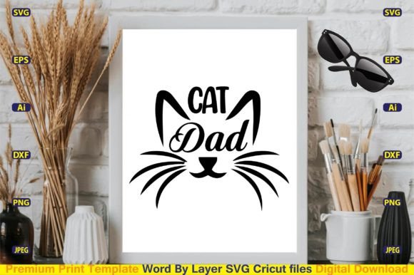 Download Cat Dad SVG Vector Cut Files Design - Vector cut files Collection