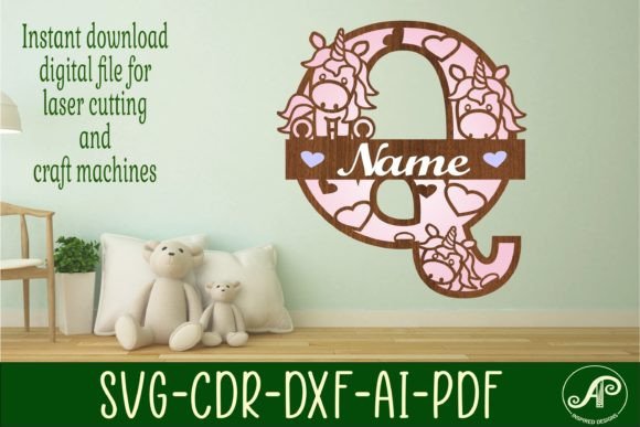 Download Unicorn Monogram Letter Q SVG Cut File - Unicorn monogram Collection