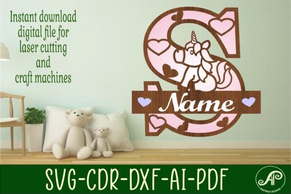 Download Unicorn Monogram Letter S SVG Cut File - Unicorn monogram Collection