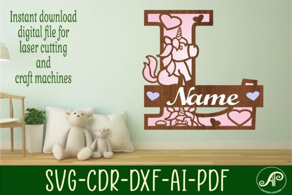 Download Unicorn Monogram Letter L SVG Cut File - Unicorn monogram Collection