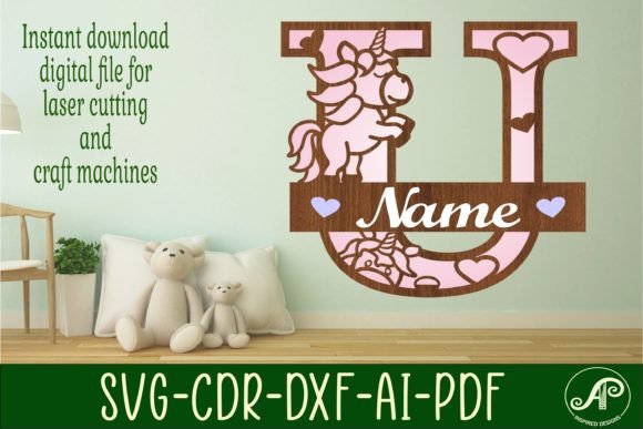 Download Unicorn Monogram Letter U SVG Cut File - Unicorn monogram Collection