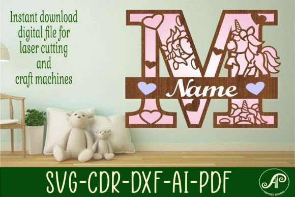 Download Unicorn Monogram Letter M SVG Cut File - Unicorn monogram Collection
