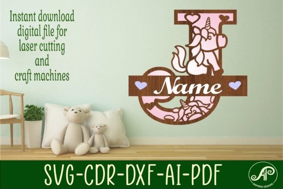 Download Unicorn Monogram Letter J SVG Cut File - Unicorn monogram Collection