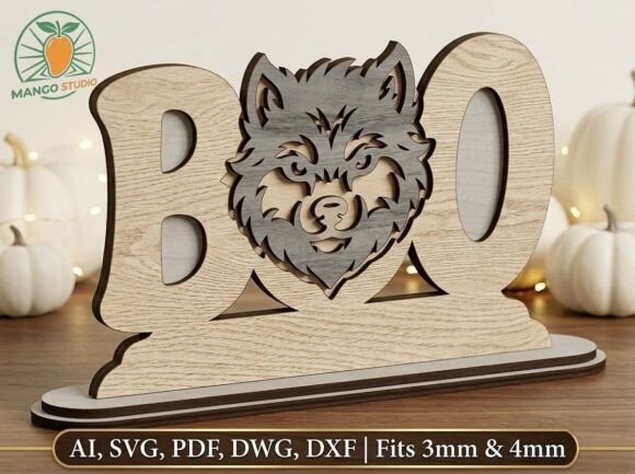 Download Werewolf Halloween Boo Sign SVG DXF - Dxf Collection